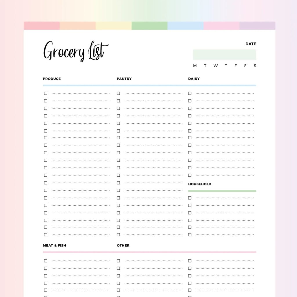 Printable Grocery List Grocery List Printable, Shopping, 47% OFF