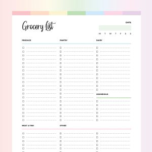 Shopping list printable for organized shopping trips
