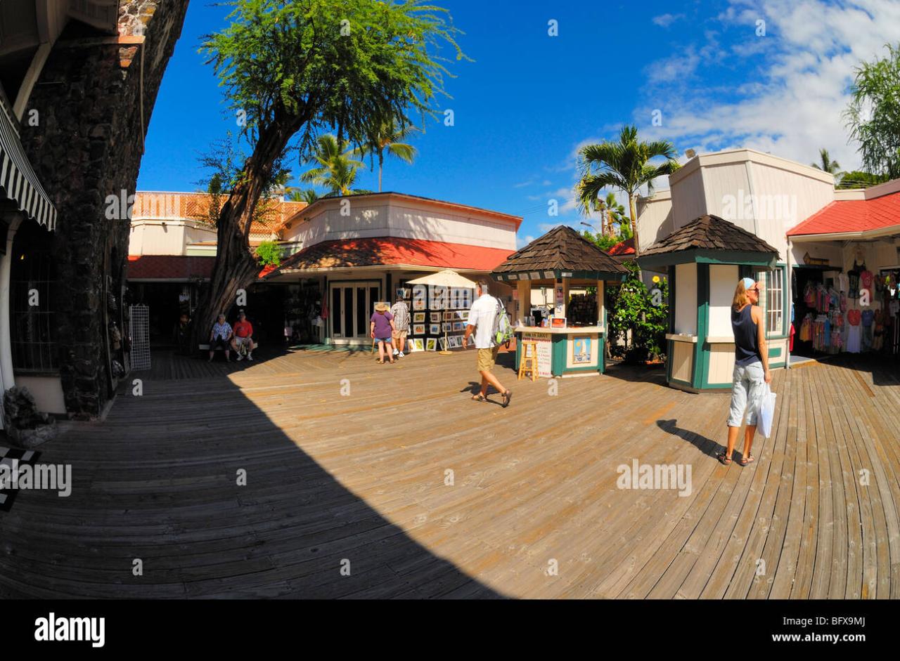 Kona Inn shopping village, Kailua Kona, The Big Island of Hawaii Stock ...