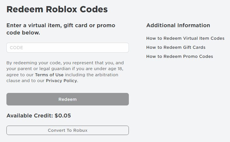 How to redeem a Roblox gift card