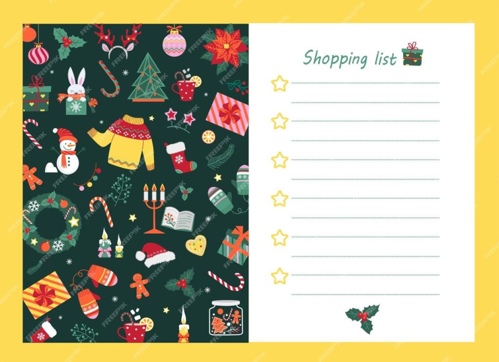 Shopping list template for organized purchasing