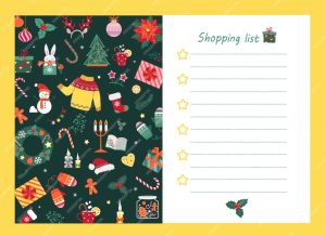 Shopping list template for organized purchasing