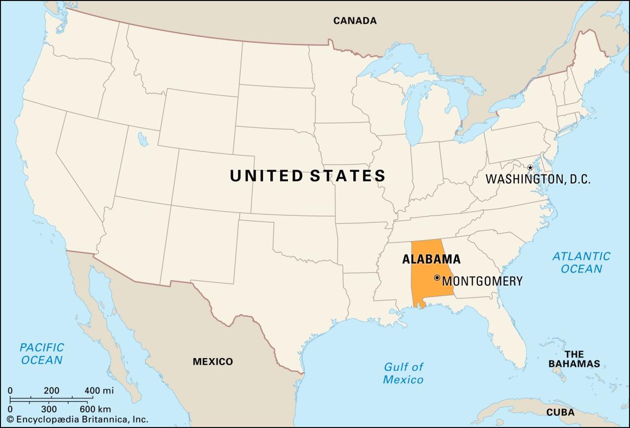 Detailed Clear Large Road Map of Alabama Topography and Physical ...