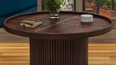 Round coffee table with storage