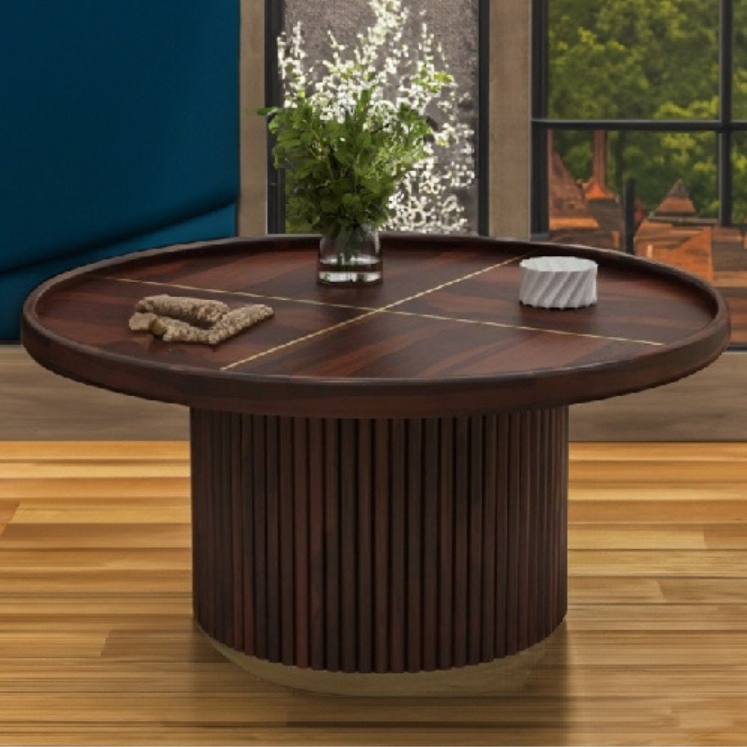 Round coffee table with storage
