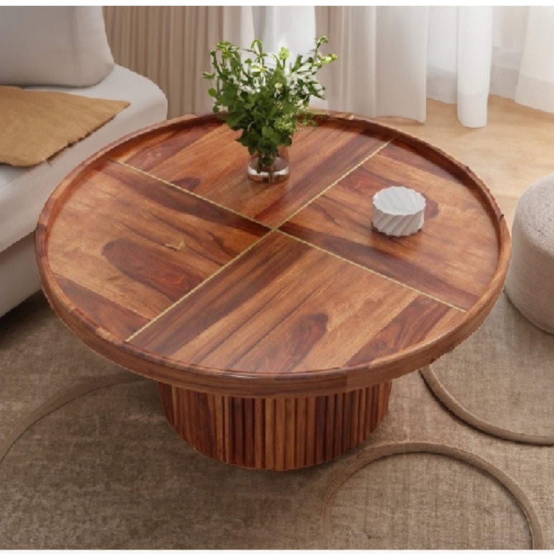 Round coffee table with storage