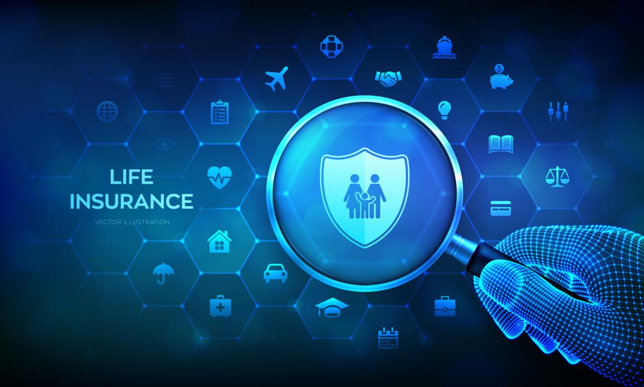 Life Insurance Concept with magnifier in hand. Family protection ...