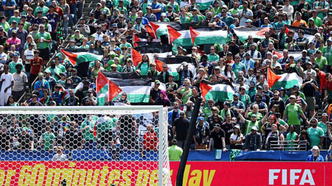 Antifa-affiliated soccer support club flies Palestinian flags during ...