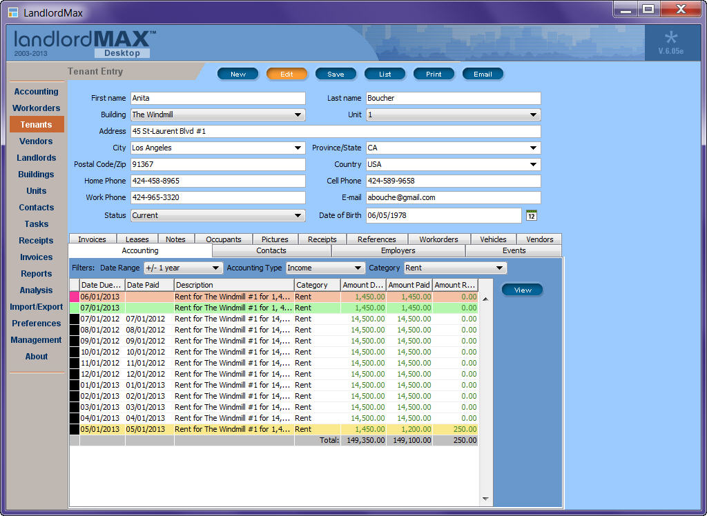 LandlordMax Property Management Software: Screenshots